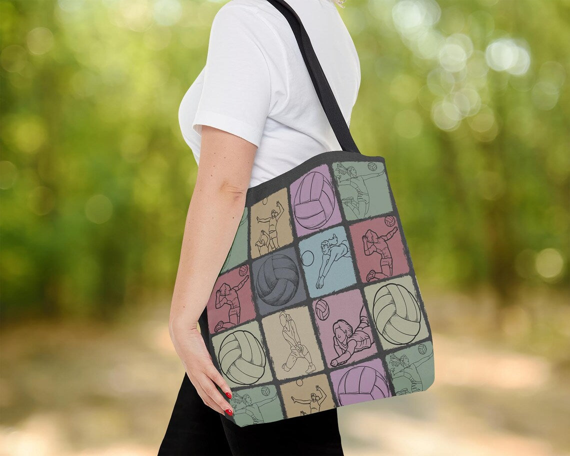 Vintage Volleyball Tote Bag – Retro Sports Lover Over Shoulder Carry Bag – Enthusiast Gift for Everyday Use