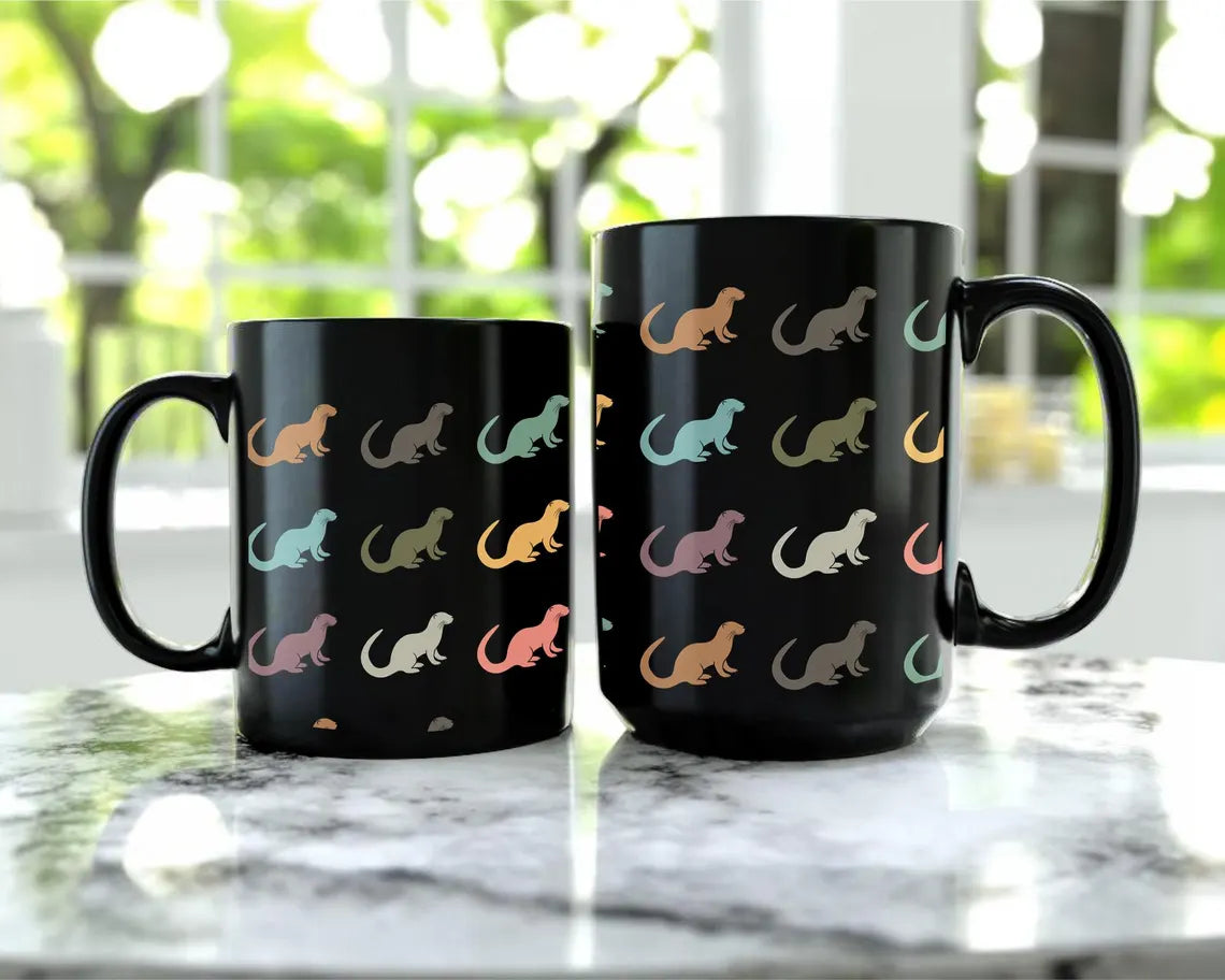 Retro Vintage Otter Mug | Cute Distressed Otter Coffee Cup | Animal Lover Gift Idea for Owners