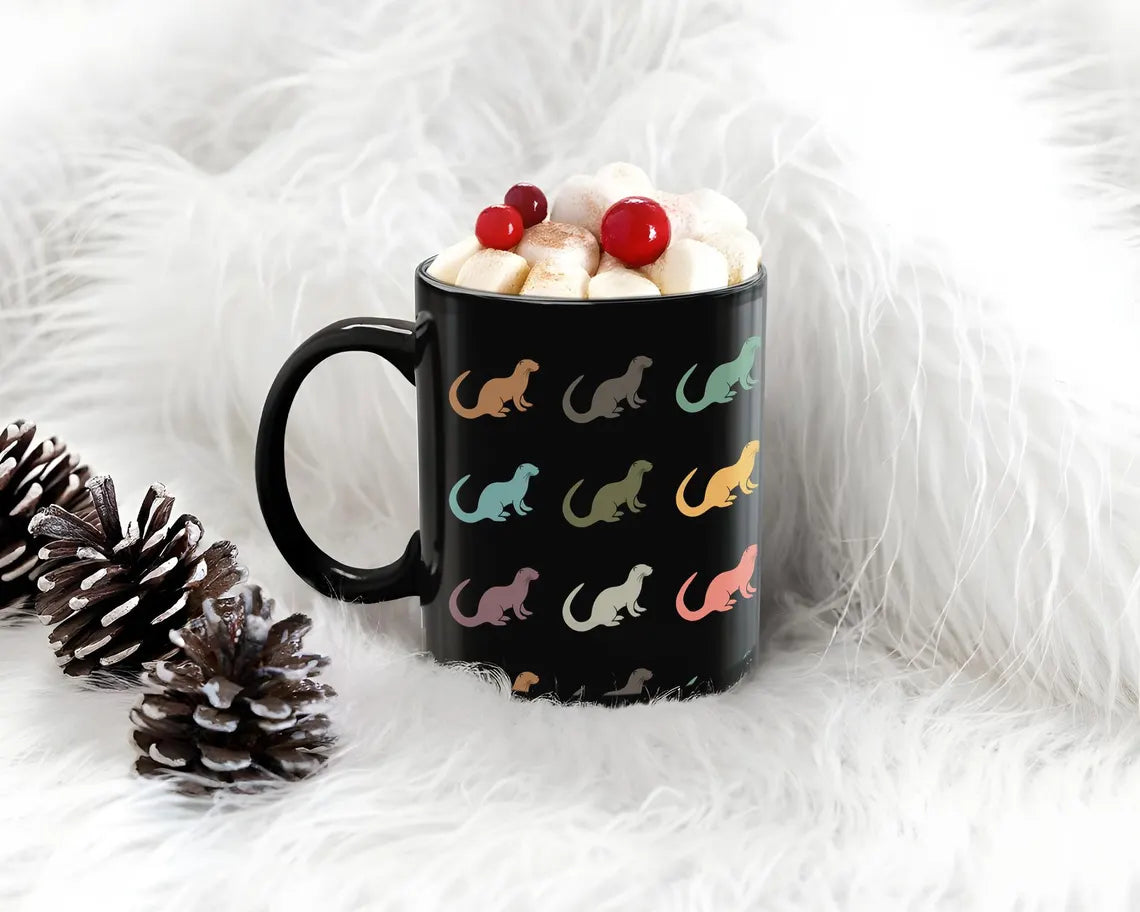 Retro Vintage Otter Mug | Cute Distressed Otter Coffee Cup | Animal Lover Gift Idea for Owners