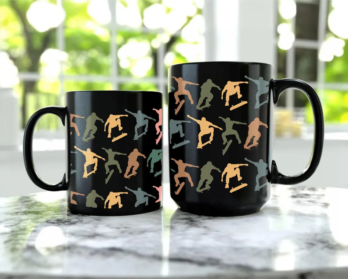 Skateboarding Lover Mug, Retro Skateboard Coffee Cup, Vintage Skater Gift, Cool Skateboarder Mug, Sports Enthusiast Coffee Gift Idea