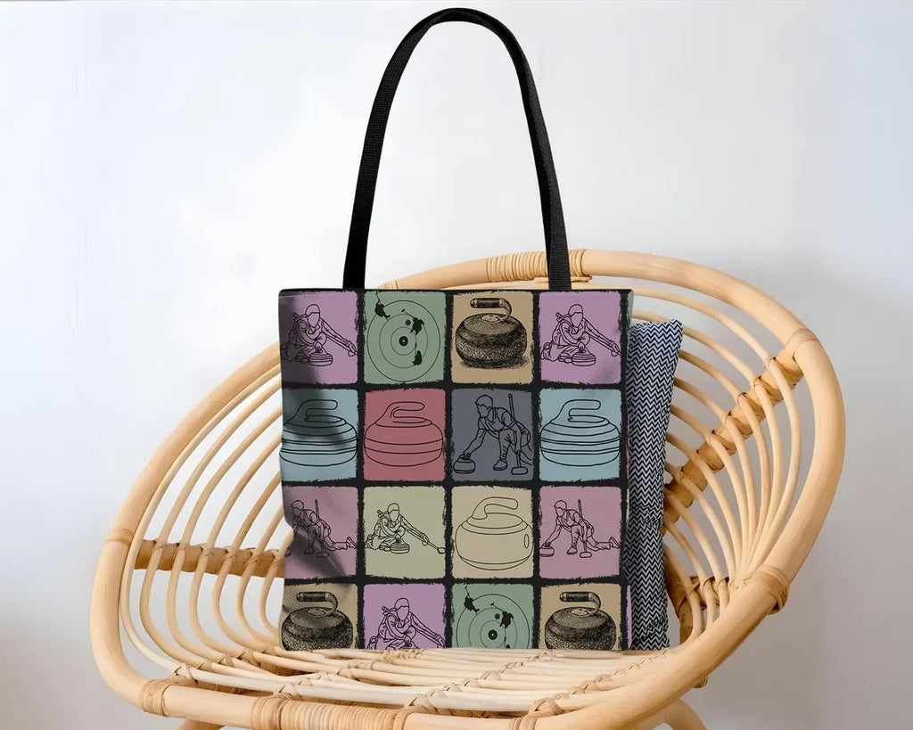 Vintage Curling Tote Bag – Fun Sports Lover Gift Under $25, Curling Enthusiast Everyday Carry for Him & Her 🥌