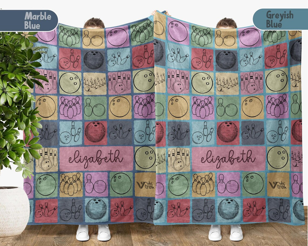Custom Name Bowling Blanket | Personalized Throw Gift for Bowling Lovers | Player Fleece | Custom Sports Decor