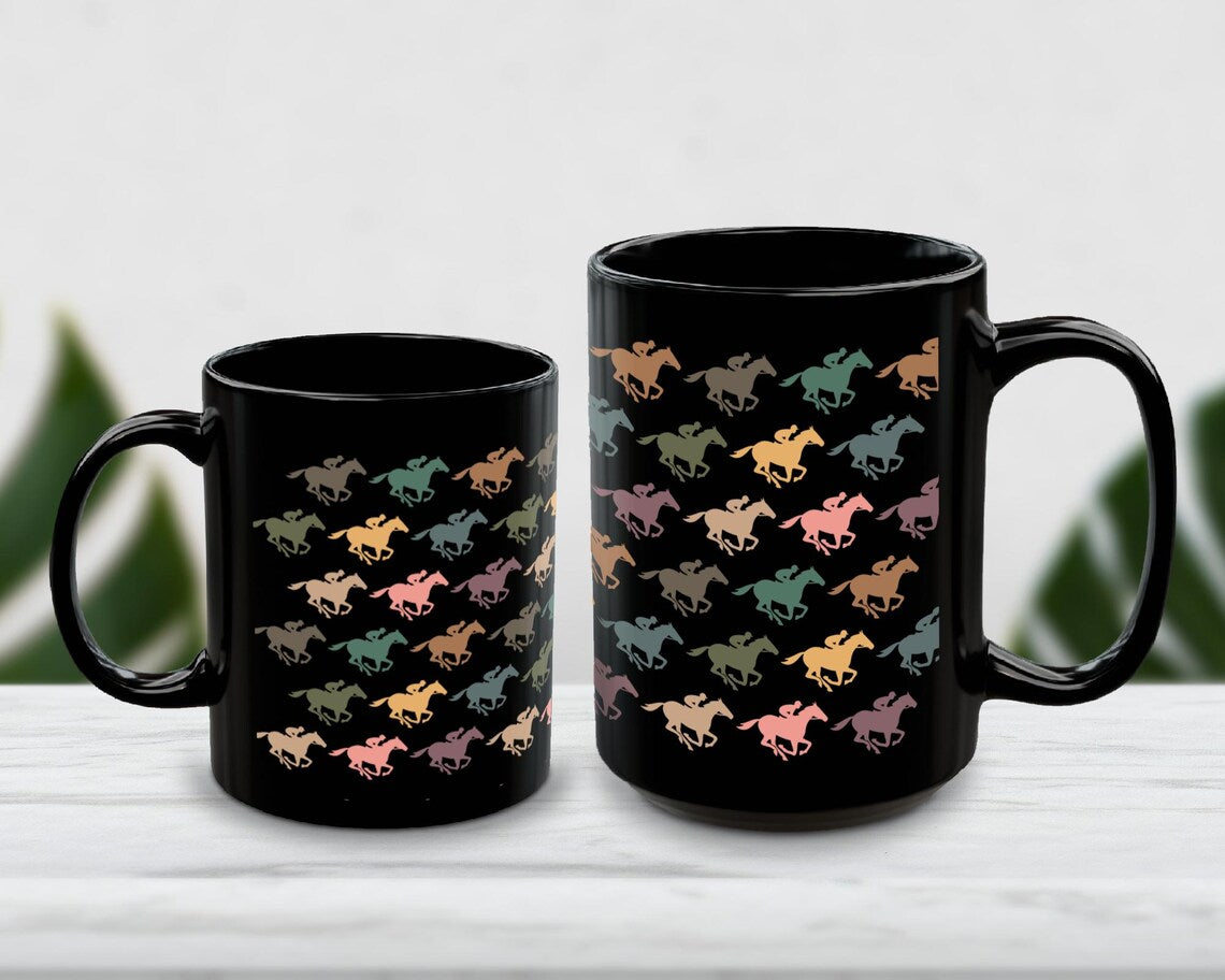 Horse Racing Mug – Racing Enthusiast Coffee Cup – Equestrian Gift Idea – Horse Lovers Ceramic Mug