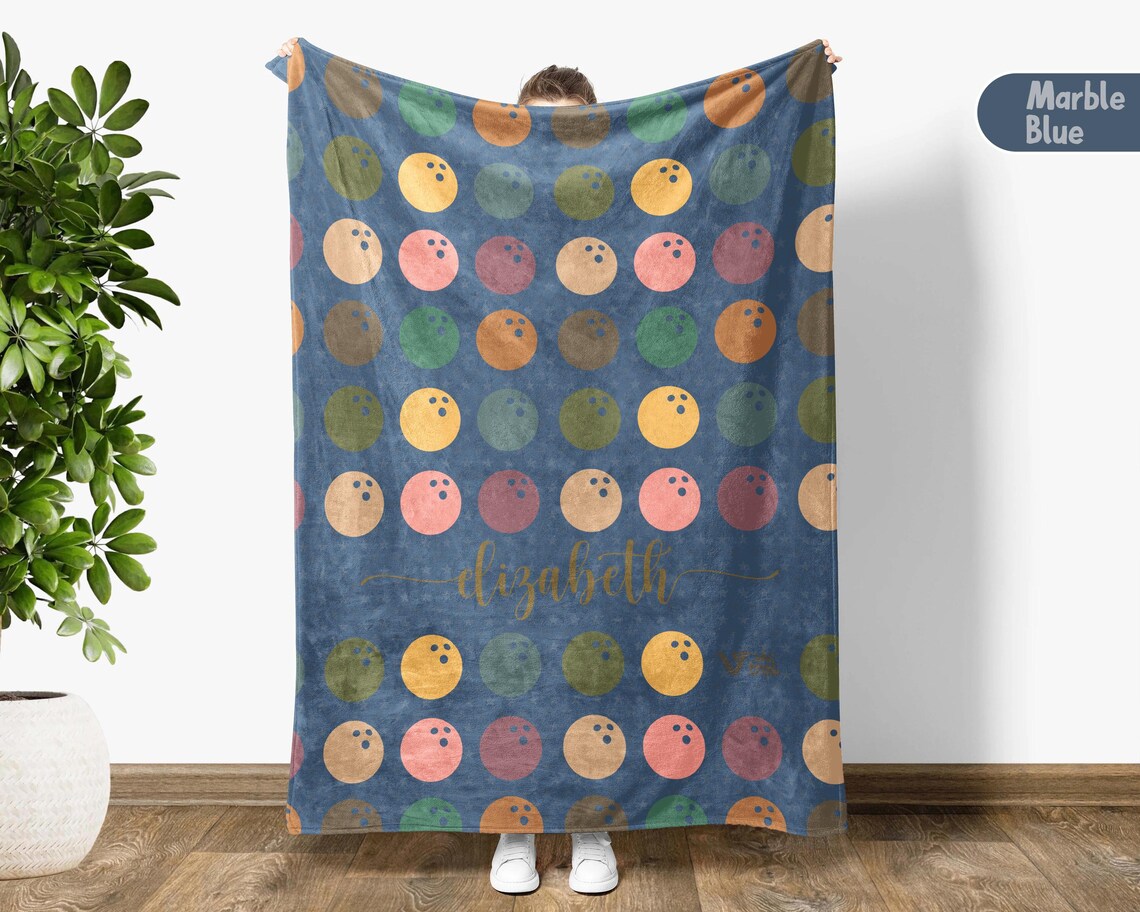 Custom Name Bowling Blanket | Personalized Throw Gift for Bowling Lovers | Player Fleece | Custom Sports Decor