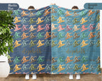 Custom Snowboarding Blanket Retro Personalized Name Winter Sports Throw - Snowboard Lover Gift Cozy Ski Lodge Decor