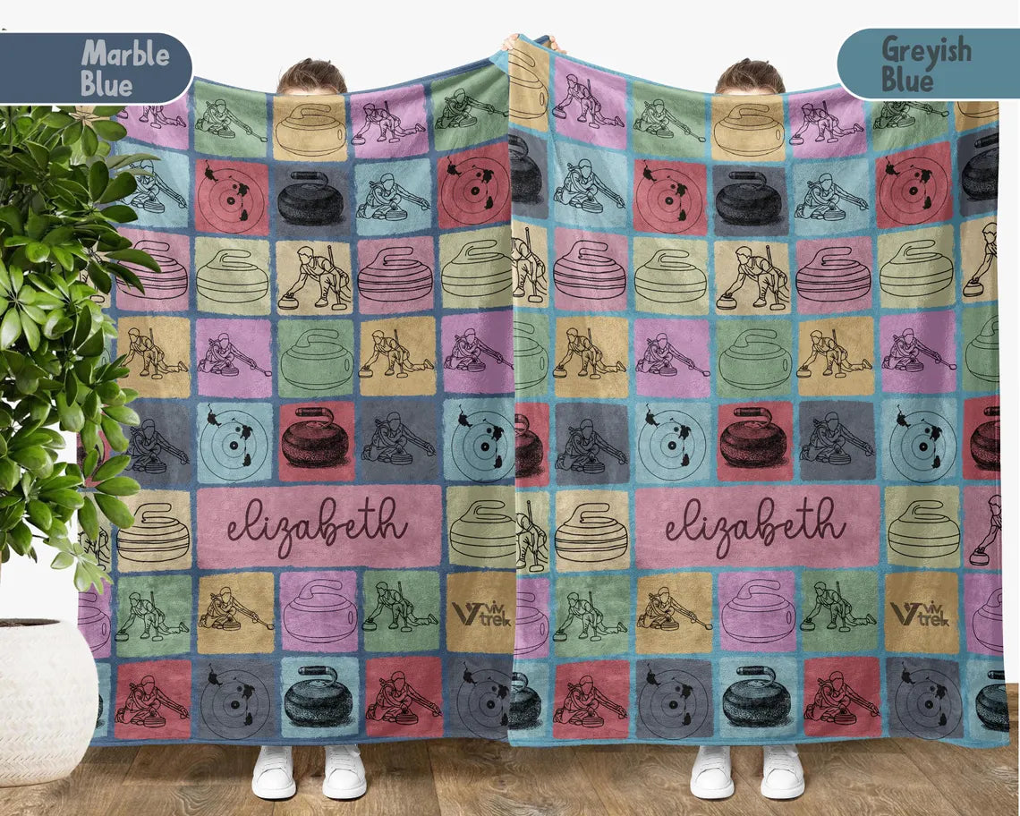Custom Name Curling Blanket – Personalized Throw Under $50, Cozy Gift for Curlers & Team Players 🥌🧣