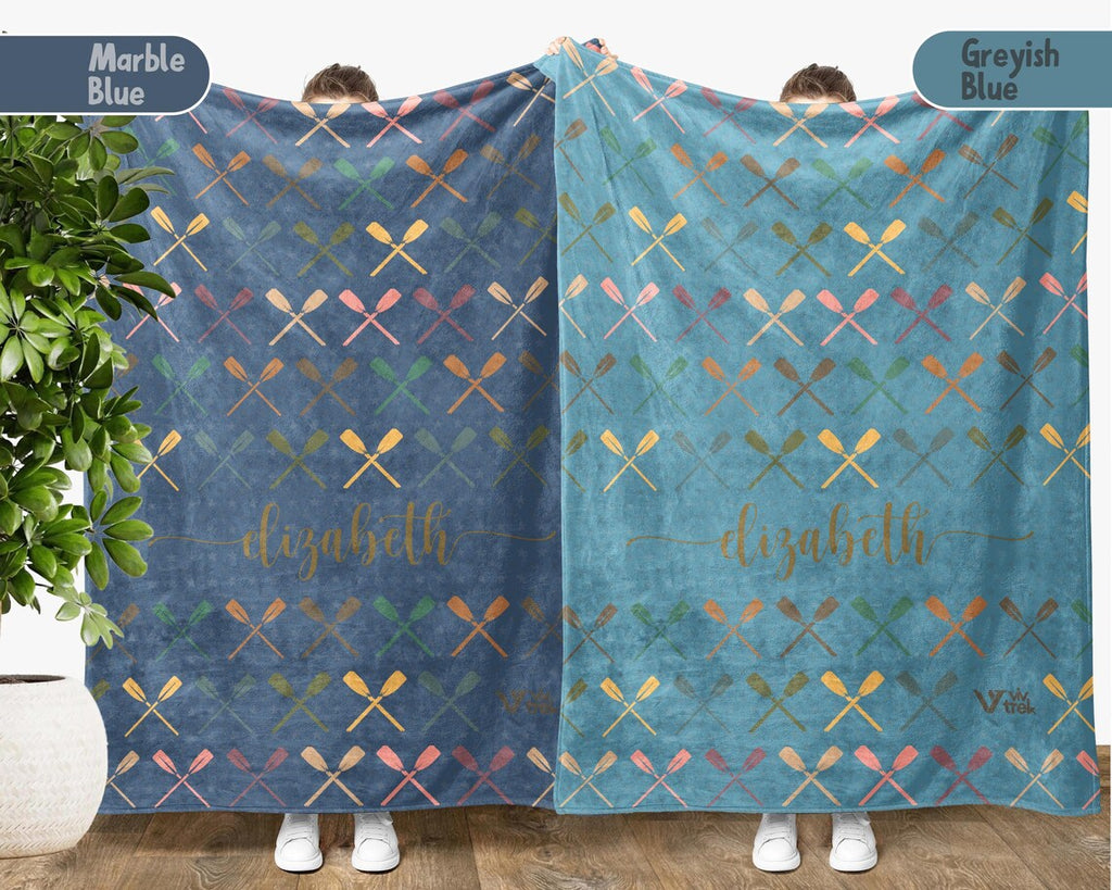 Personalized Rowing Blanket, Retro Custom Name Throw for Rowing Lovers, Cozy Sporty Home Decor, Unique Gift for Rowers & Water Sports Fans