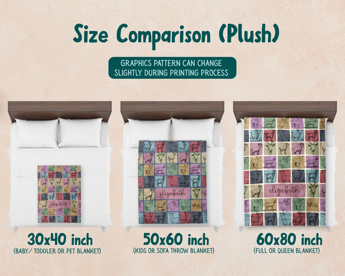 Custom Goat Lover Blanket | Personalized Name Retro Farm Animal Throw | Cozy Goat Graphic Gift | Unique Home Decor