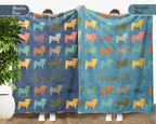 Personalized Custom Name Pug Dog Blanket | Vintage Retro Throw | Cozy Unique Pet Lover Gift for Home