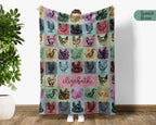 Custom Name Chicken Gift Blanket - Vintage Personalized Chicken Lover Throw - Retro Farm Animal Fleece Blanket Graphic Gift