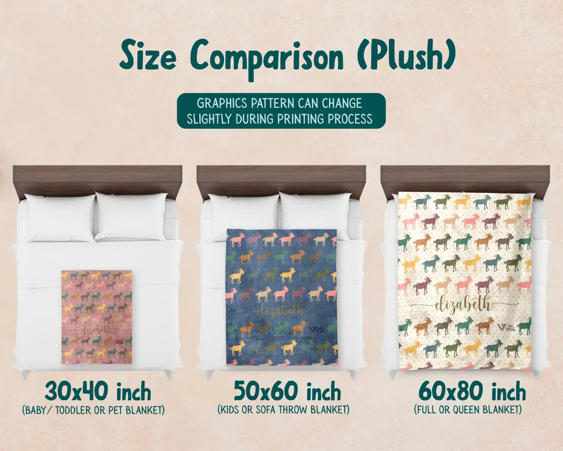 Custom Goat Lover Blanket | Personalized Name Retro Farm Animal Throw | Cozy Goat Graphic Gift | Unique Home Decor