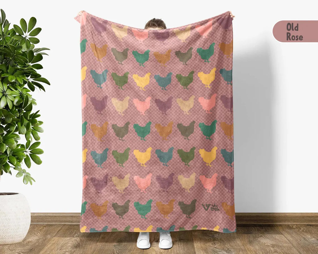 Chicken Gift Blanket Vintage Chicken Lover Throw - Retro Farm Animal Fleece Cozy Chicken Graphic Unique Animal Lover Gift