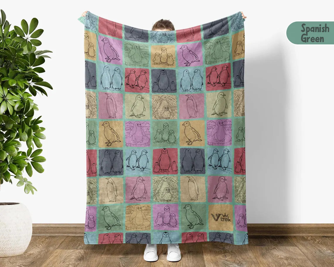 Penguin Blanket Gift Vintage Penguin Throw Blanket - Ocean Sea Animal Kawaii Gift for Penguin Lovers Vintage Graphic Blankets