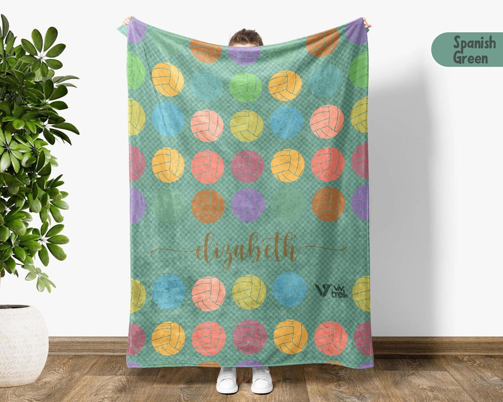 Custom Volleyball Lover Blanket Gift, Personalized Name Vintage Volleyball Throw, Cozy Sports Blanket, Unique Volleyball Gift for Teens & Adults