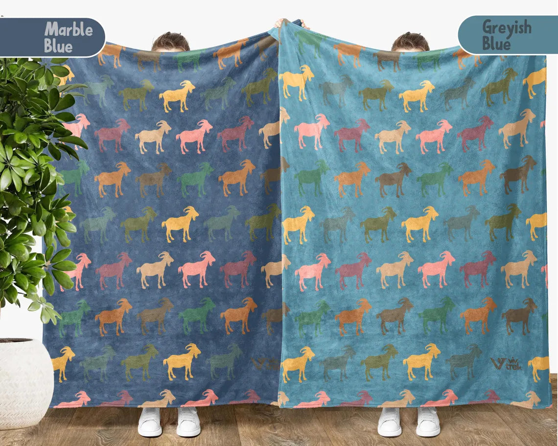 Goat Lover Blanket | Retro Farm Animal Throw | Cozy Goat Graphic Gift | Unique Animal Home Decor