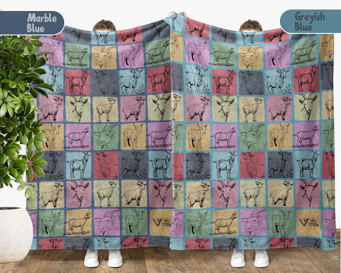 Vintage Goat Lover Blanket | Retro Farm Animal Throw | Cozy Goat Graphic Gift | Unique Animal Home Decor
