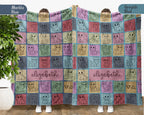 Custom Cat Lover Blanket Personalized Name Kitty Vintage Throw - Cute Kitten Gift Cozy Cat Graphic Custom Blankets