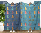 Custom Cat Lover Blanket Personalized Name Kitty Retro Throw - Cute Kitten Gift Cozy Cat Graphic Custom Blankets
