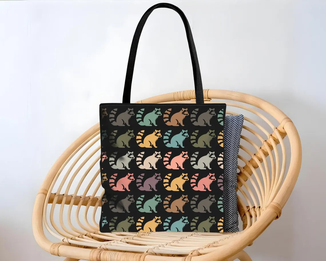 Retro Raccoon Tote Bag for Animal Lovers – Cute Trash Panda Gift – Wildlife Lover Reusable Bag – Eco Tote