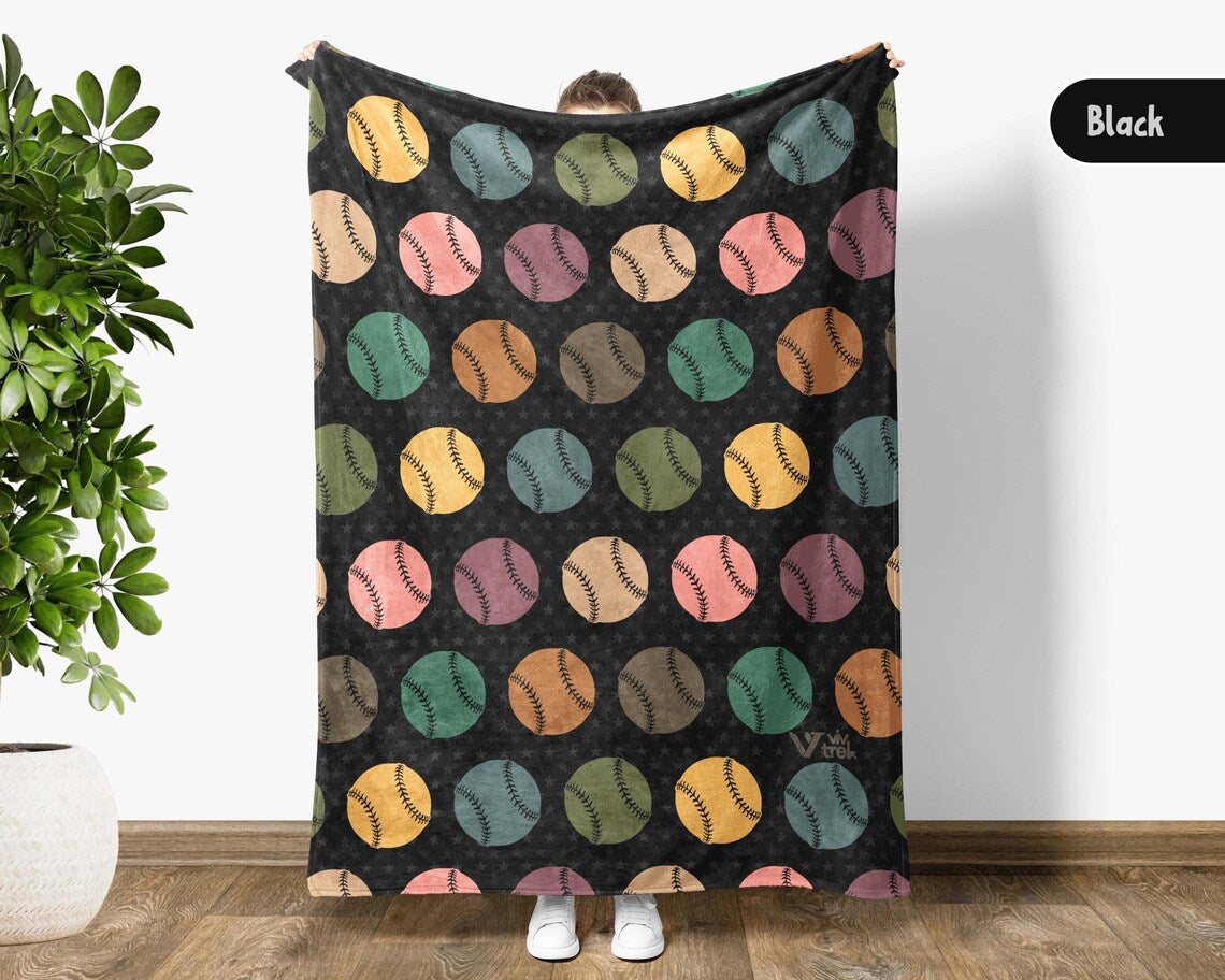 Retro Baseball Lover Blanket Gift, Cozy Sports Throw for Fans, Unique Baseball Decor, Soft Fleece Blanket, Best Christmas Gift for Him Her