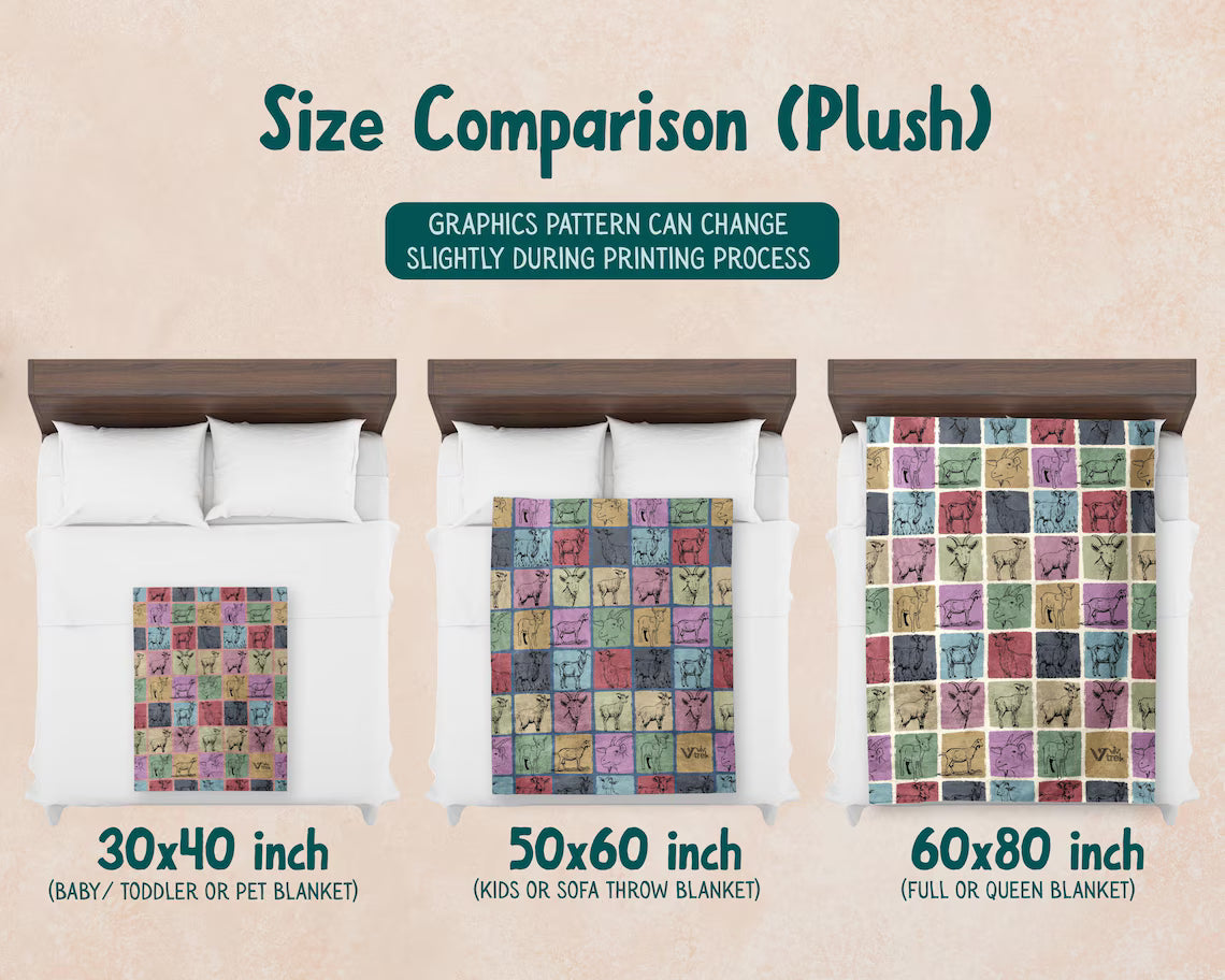 Vintage Goat Lover Blanket | Retro Farm Animal Throw | Cozy Goat Graphic Gift | Unique Animal Home Decor