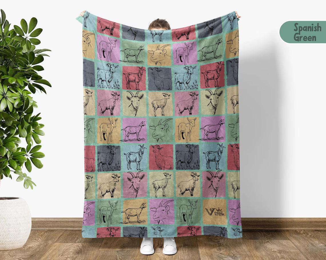 Vintage Goat Lover Blanket | Retro Farm Animal Throw | Cozy Goat Graphic Gift | Unique Animal Home Decor