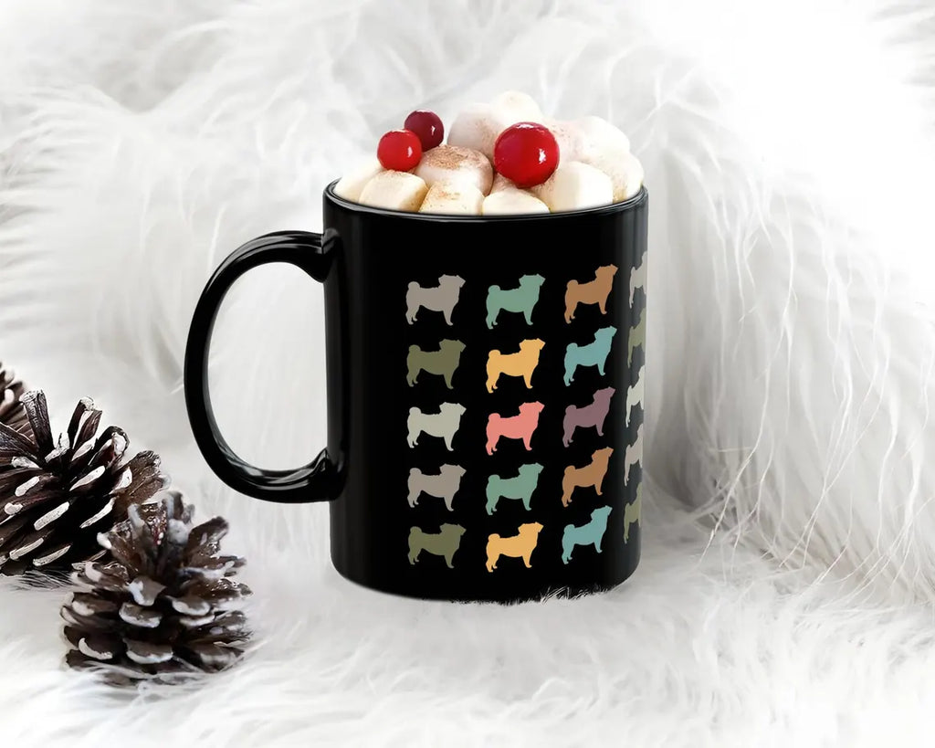 Retro Pug Dog Mug | Vintage Coffee Cup | Cute Dog Lover Gift | Adorable Pet Enthusiast Ceramic Present