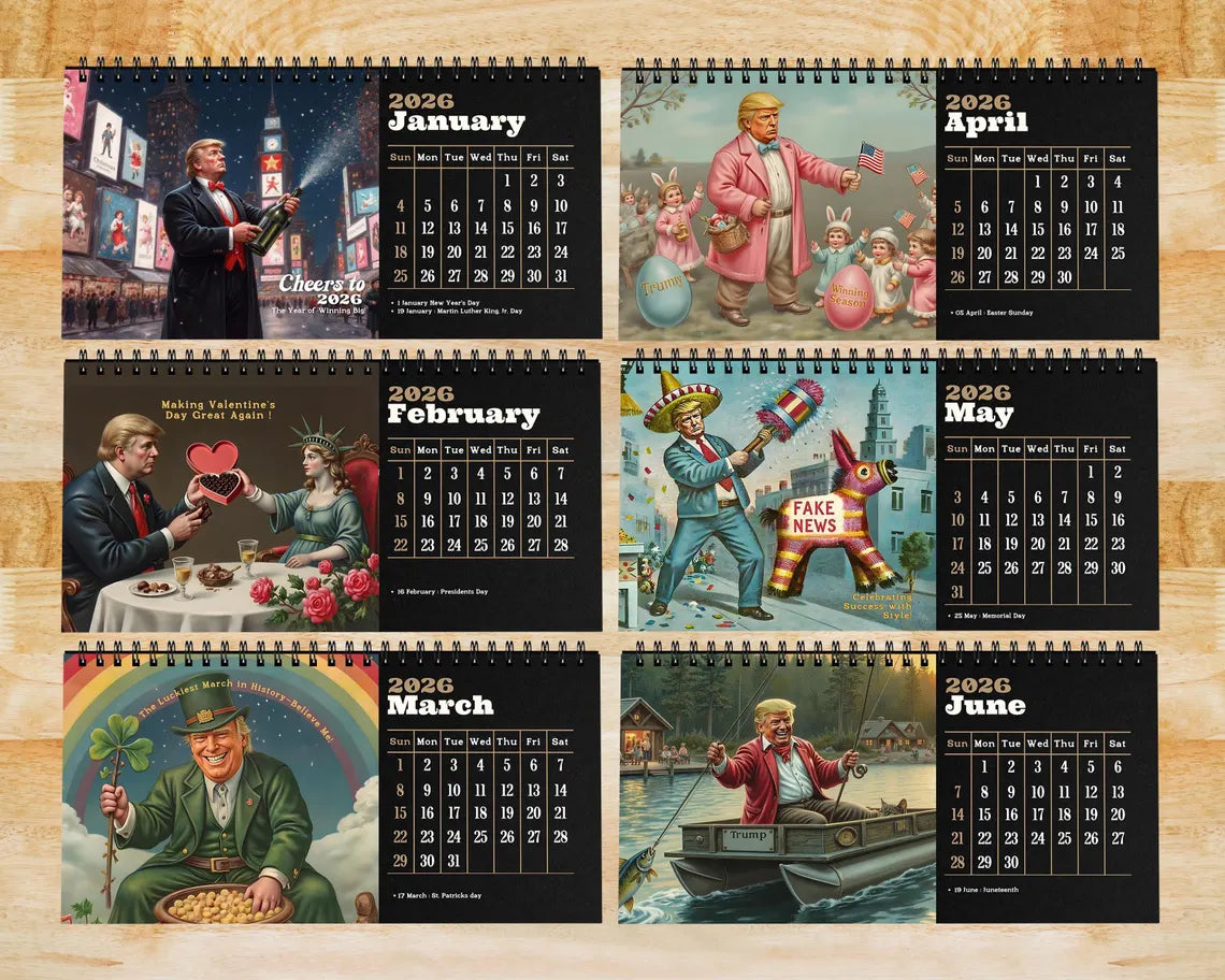 Trump 2025-2026 Academic Desk Calendar Funny MAGA Gift for Office & Home