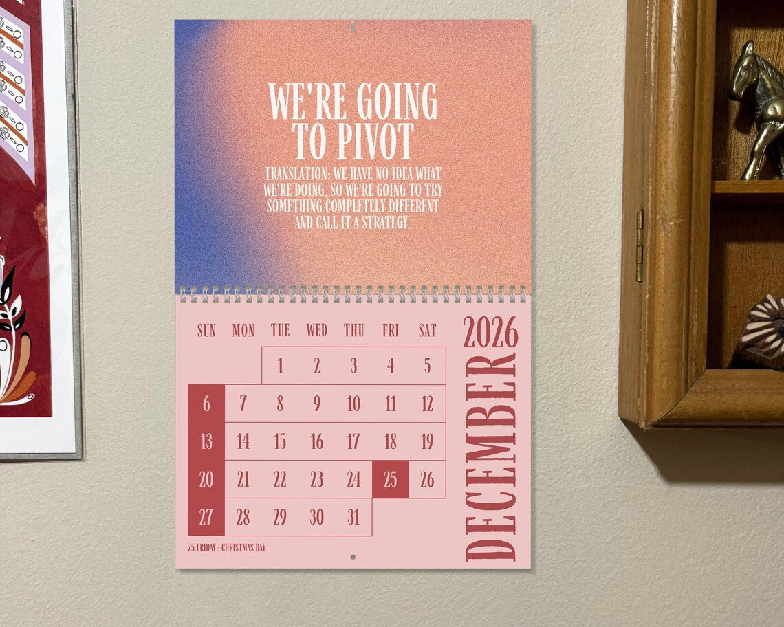 Office Sarcastic 2026 Wall Calendar | Minimalist Funny Coworker Gift