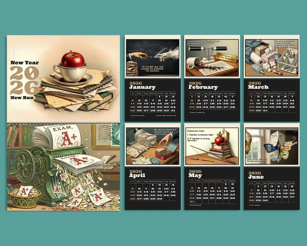 Teacher 2026 Wall Calendar | Academic Planner Classroom Decor Gift