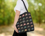 Custom Initial Name Possum Tote Bag – Personalized Retro Opossum Gift – Colorful Carry Bag Accessory