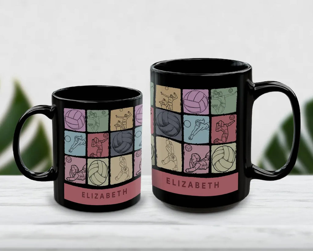 Custom Name Volleyball Coffee Mug, Vintage Volleyball Player Gift, Easily Distracted by Volleyball Mug, Sports Gift for Volleyball Lovers
