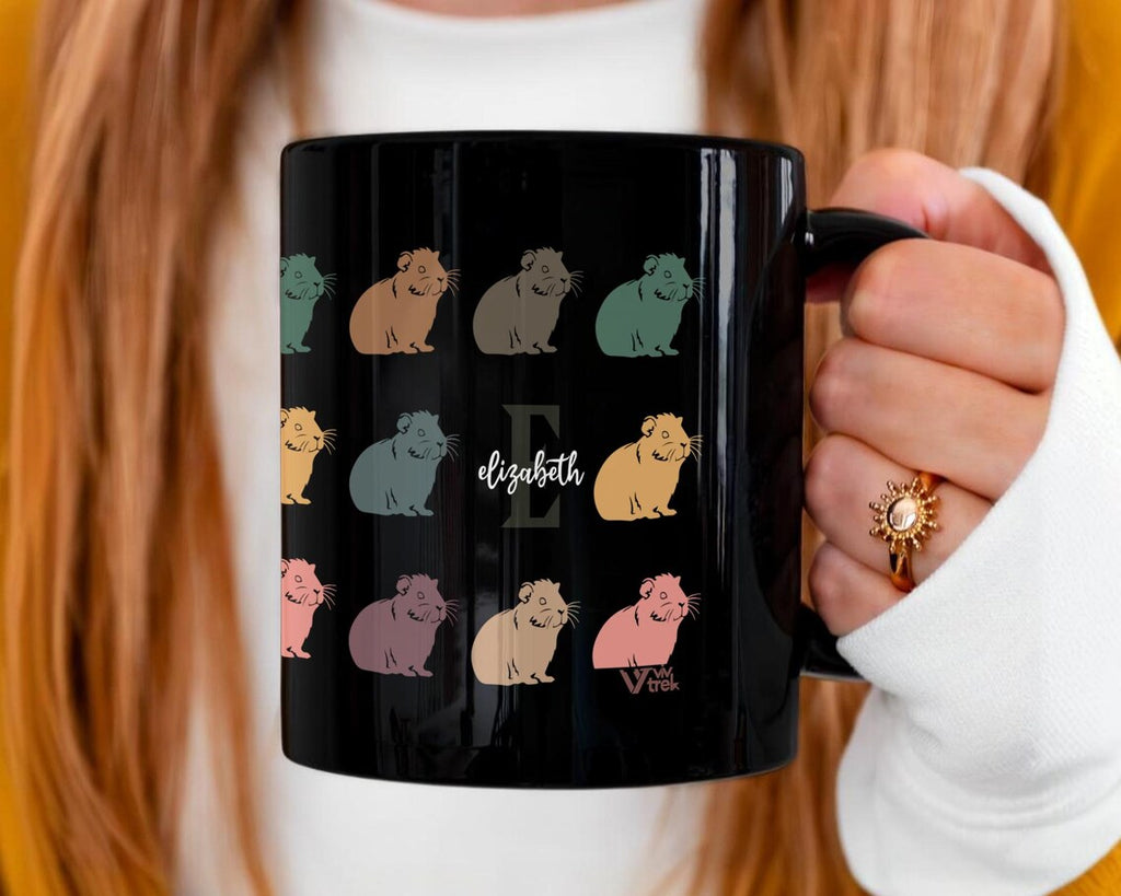 Guinea Pig Custom Initial Name Mug – Personalized Pet Owner Gift Under $25, Adorable Small Animal Coffee Cup ☕🐹
