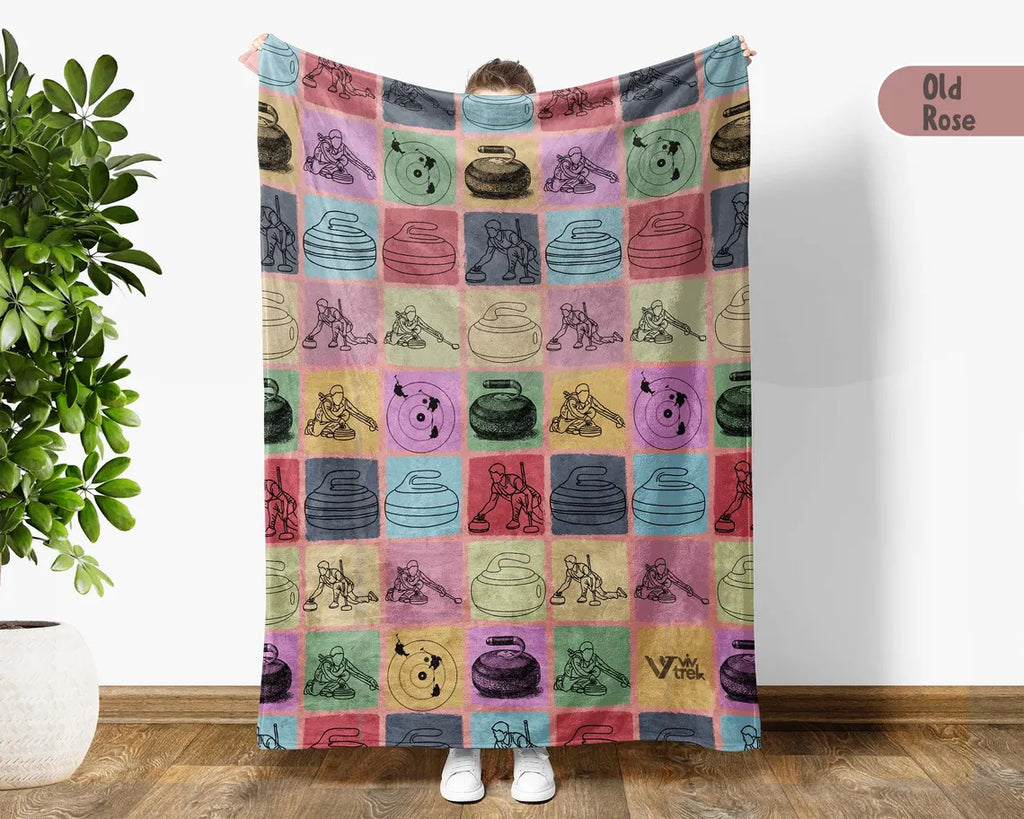 Vintage Curling Blanket – Cozy Retro Throw Under $50, Unique Sports Gift for Curling Lovers & Game Night 🥌🧣