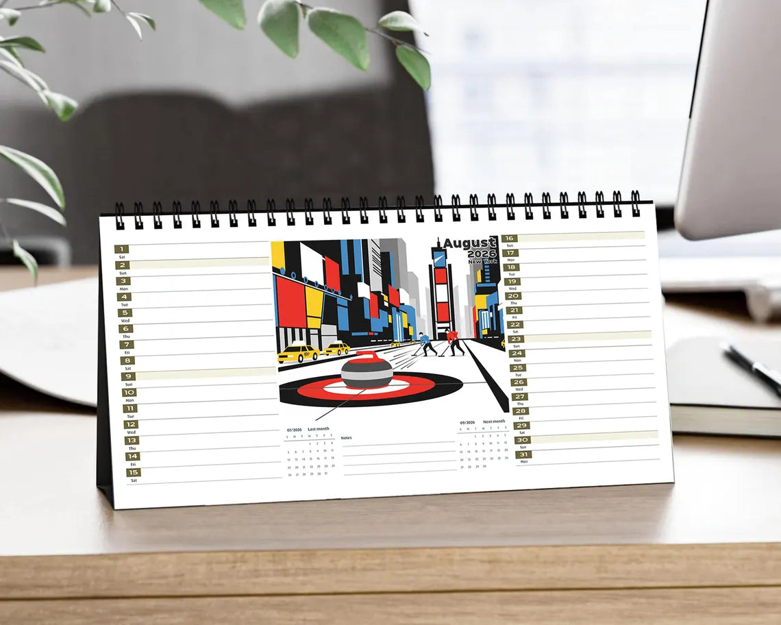 Curling 2026 Desk Calendar | Winter Sports Planner Unique Fan Gift