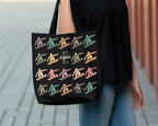 Custom Initial Name Snowboarding Tote Bag - Personalized Winter Sports Gift - Retro Snowboard Lover Cozy Ski Lodge Graphic