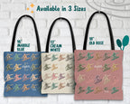Custom Initial Name Snowboarding Tote Bag - Personalized Winter Sports Gift - Retro Snowboard Lover Cozy Ski Lodge Graphic