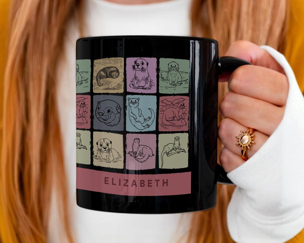 Personalized Custom Name Otter Mug | Retro Sea Life Coffee Cup | Vintage Animal Graphic Gift