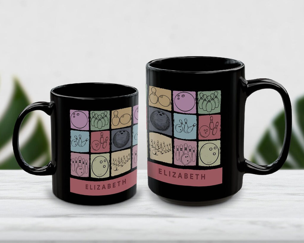 Custom Name Bowling Coffee Mug Gift | Personalized Striking Pin Design | Cozy Player Present | Unique Sports Team Mug