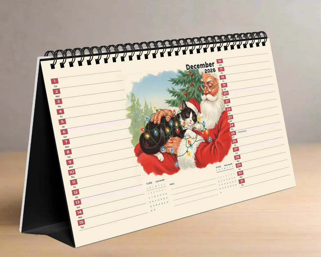 Cute Kitten 2026 Desk Calendar | Vintage Cat Planner Aesthetic Office Gift