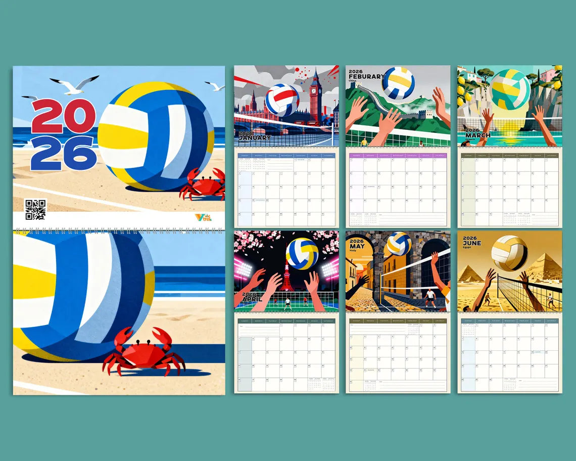 Volleyball 2026 Wall Calendar | Beach Sports Planner Coach Player Gift