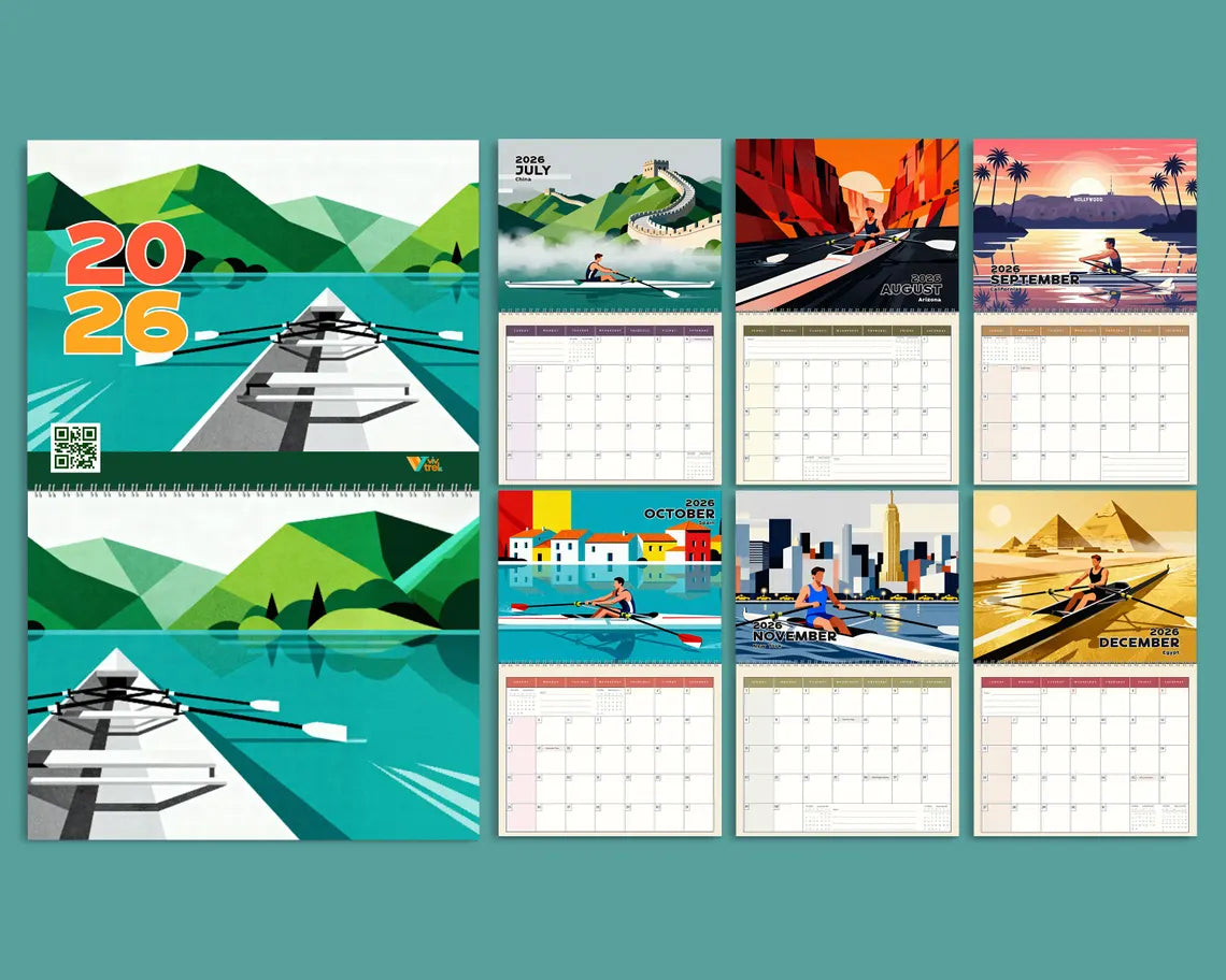 Rowing 2026 Wall Calendar | Sculling Planner Crew Team Watersports Gift