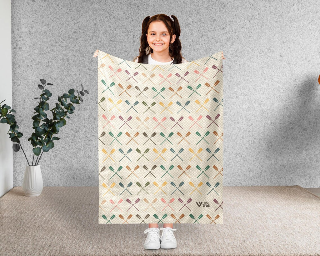 Kayaking Lover Blanket Gift, Cozy Throw for Adventure Seekers, Retro Kayak & Rowing Decor, Unique Paddling Enthusiast Blanket, Boating Gift