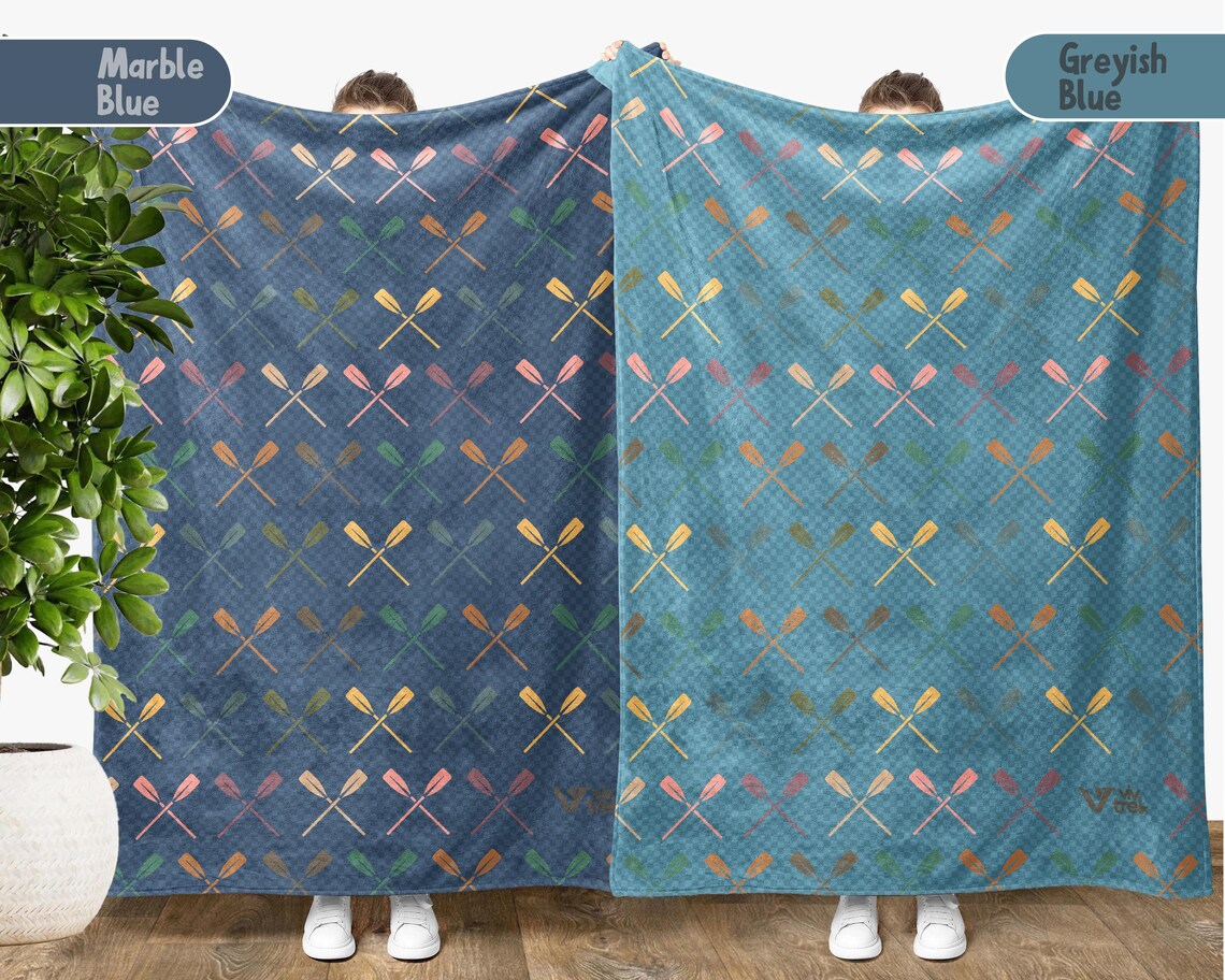 Kayaking Lover Blanket Gift, Cozy Throw for Adventure Seekers, Retro Kayak & Rowing Decor, Unique Paddling Enthusiast Blanket, Boating Gift