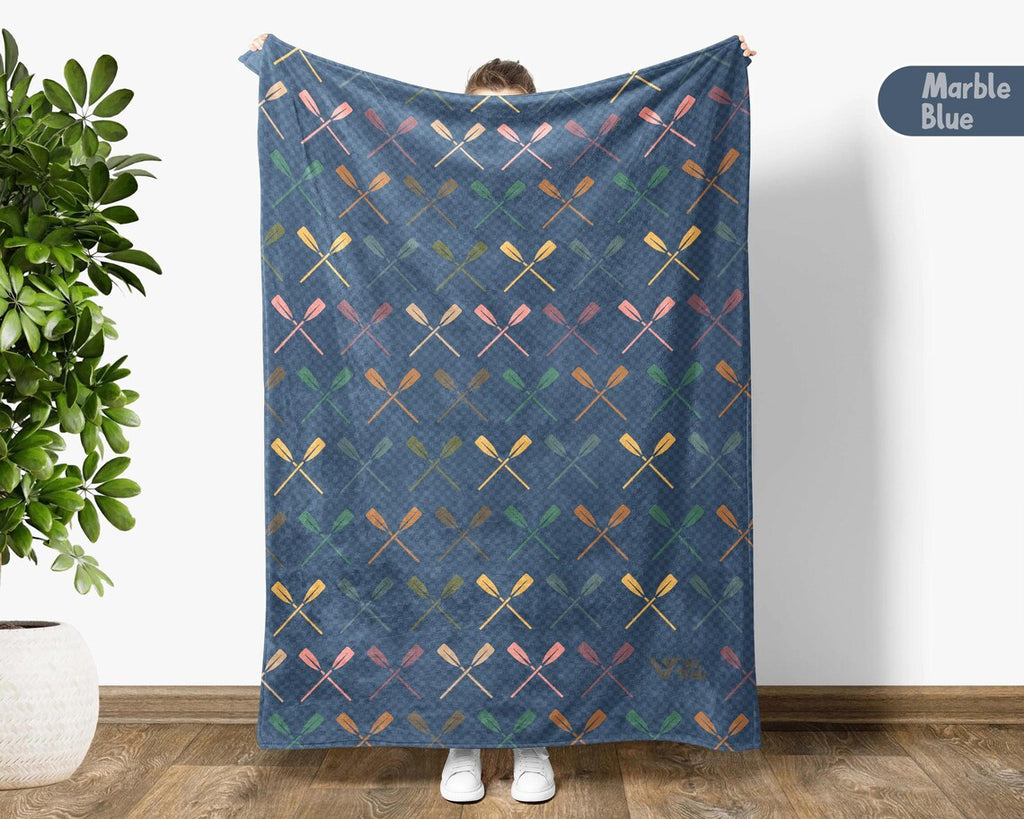 Kayaking Lover Blanket Gift, Cozy Throw for Adventure Seekers, Retro Kayak & Rowing Decor, Unique Paddling Enthusiast Blanket, Boating Gift