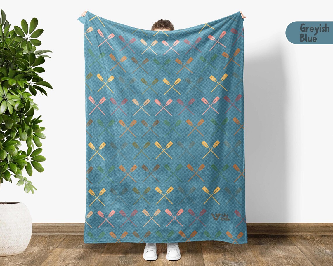 Kayaking Lover Blanket Gift, Cozy Throw for Adventure Seekers, Retro Kayak & Rowing Decor, Unique Paddling Enthusiast Blanket, Boating Gift