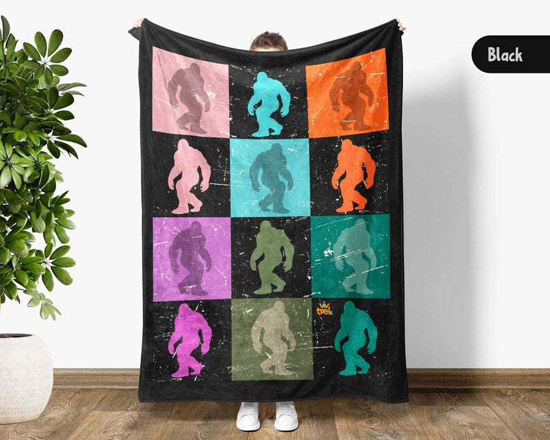 Checkered Bigfoot Gift Blanket, Sasquatch Lover Throw